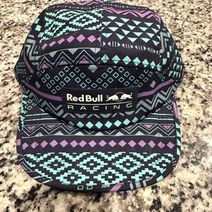 Red Bull Racing 5 Panel Camper Hat Aztec Geometric Print Purple Teal Snapback